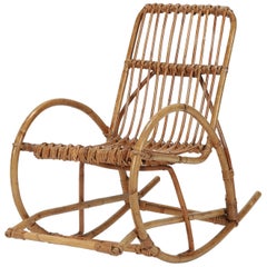 Franco Albini Style Children’s Rocking Chair Bamboo, 1960s