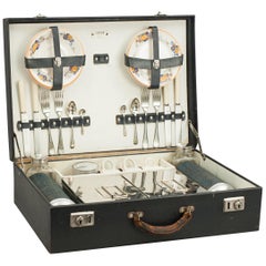 Vintage Sirram Picnic Set in Black Case, Ideal for Motoring