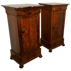 Antique Pair of Figured Mahogany Bedside Cupboards