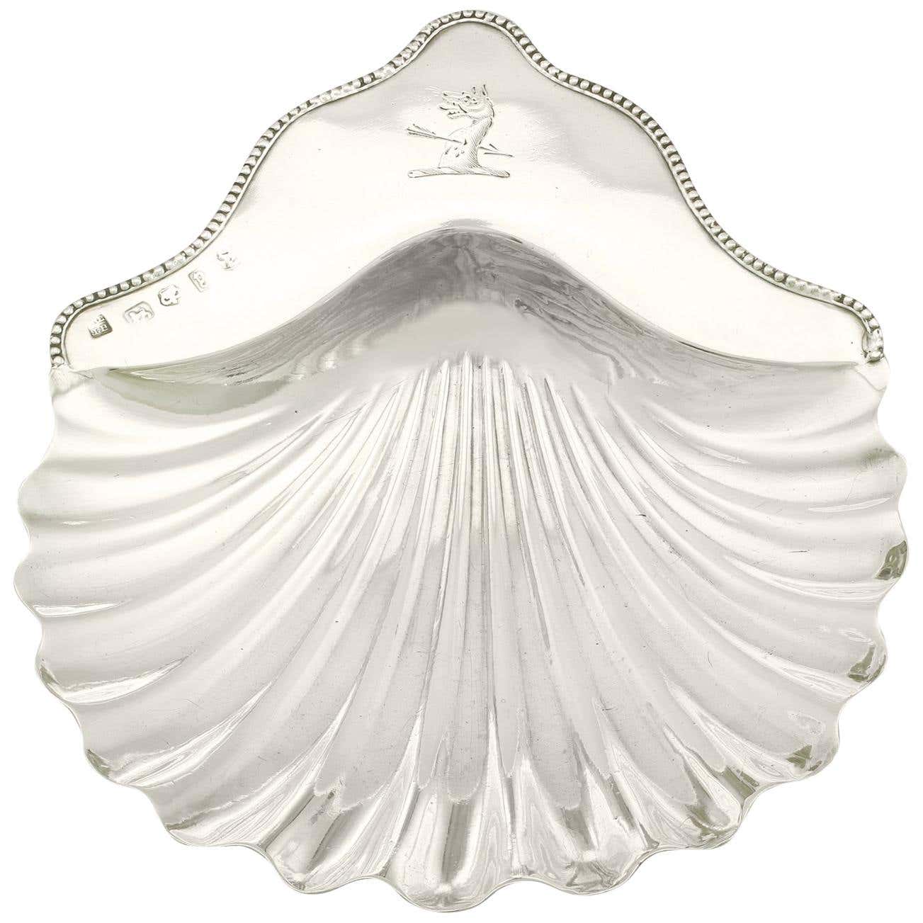 Antique Georgian English Sterling Silver Shell Butter Dish at 1stDibs