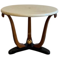 1940s Italian Art Deco Parchment and Walnut Side Table