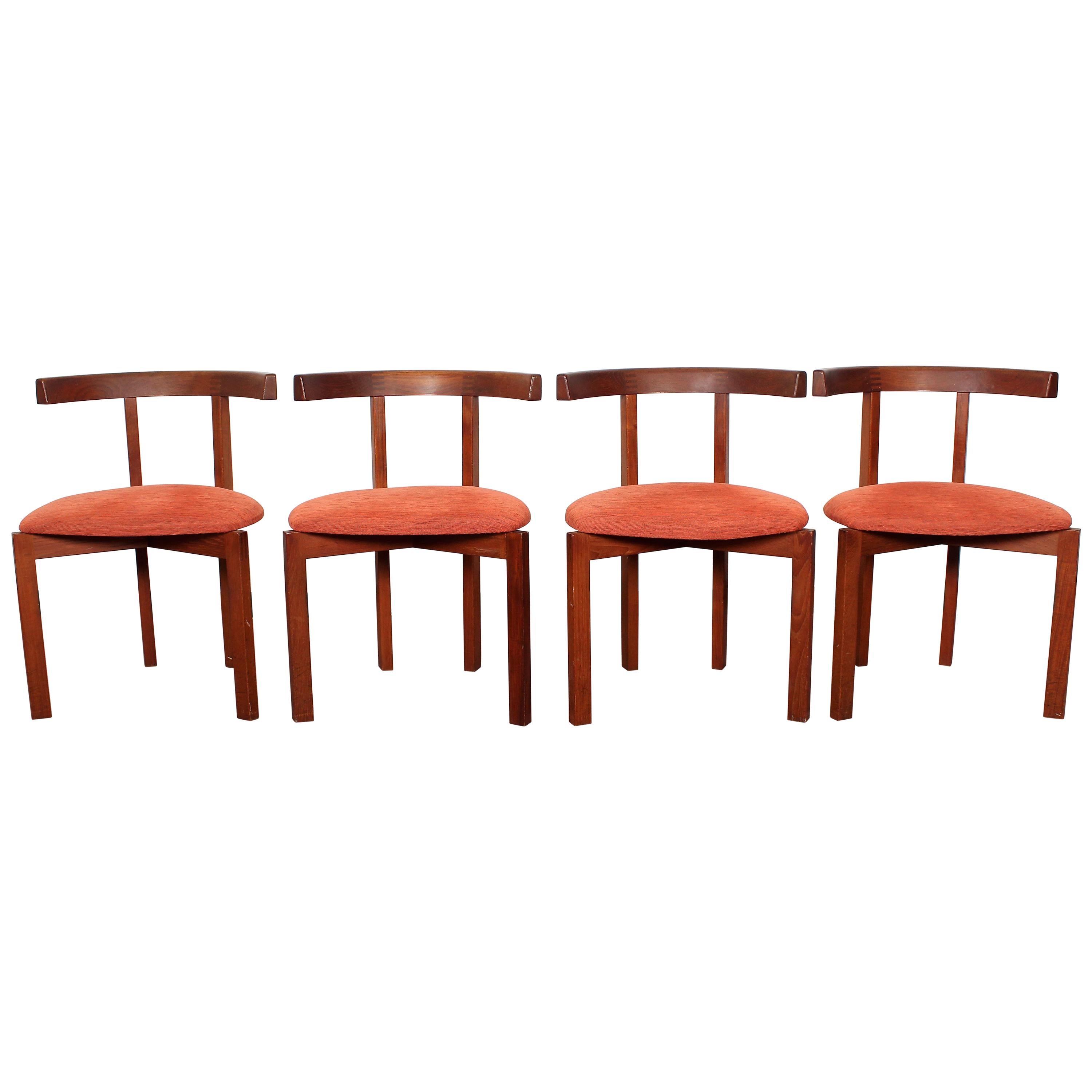  Midcentury Teak Wooden Chairs FF Caffrance 1960 Set of 4