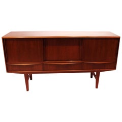 Low Sideboard in Teak with Sliding Drawers and Shelfs of Danish Design, 1960s