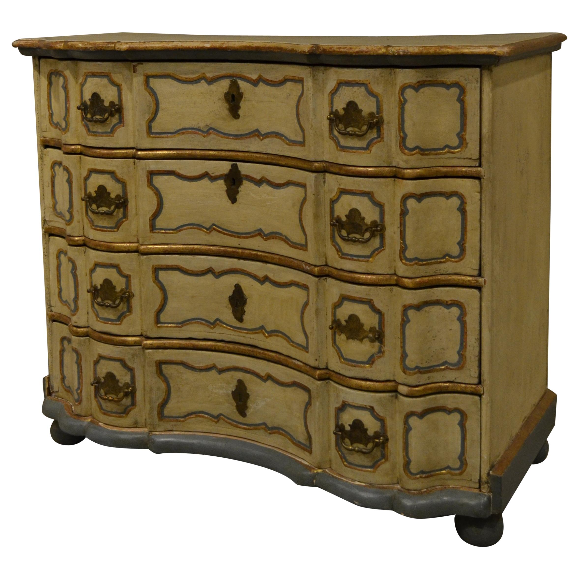 Early 19th Century Painted Serpentine Commode For Sale