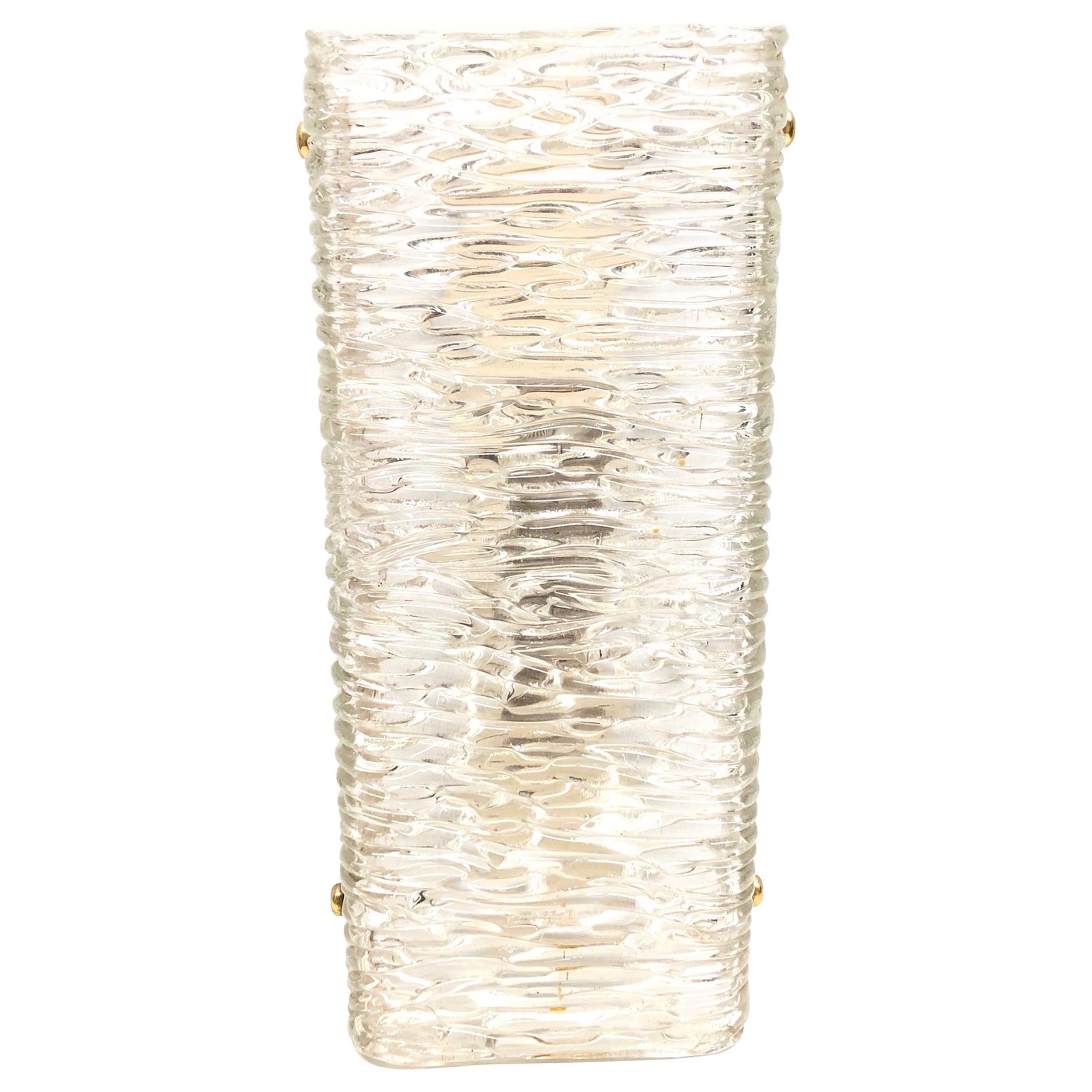 Pair of Large Triple Panel "Ice Block" Glass Sconces by Kalmar, Austria