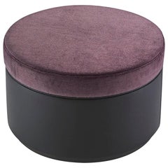 Pouf with Frame in Solid Timber and  Wood in Fabric or Leather Upholstered