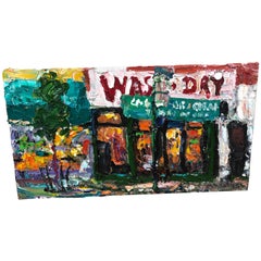 New York City Laundromat Painting with Rich Impasto