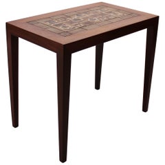 Sidetable in Rosewood with Royal Copenhagen Tiles by Severin Hansen