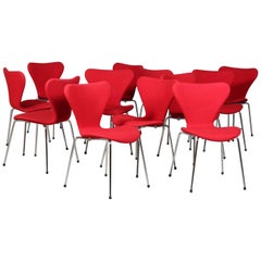 Arne Jacobsen Dining Chair, Model 'Syveren' 3107, Original Upholstery Hallingdal