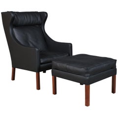 Børge Mogensen Wingback Chair and Ottoman