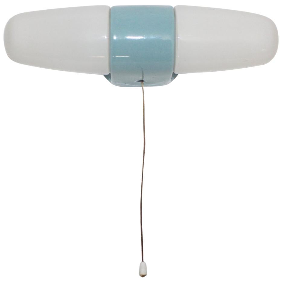 Bauhaus Blue Porcelain Glass Mirror Sconce by Wilhelm Wagenfeld, Germany