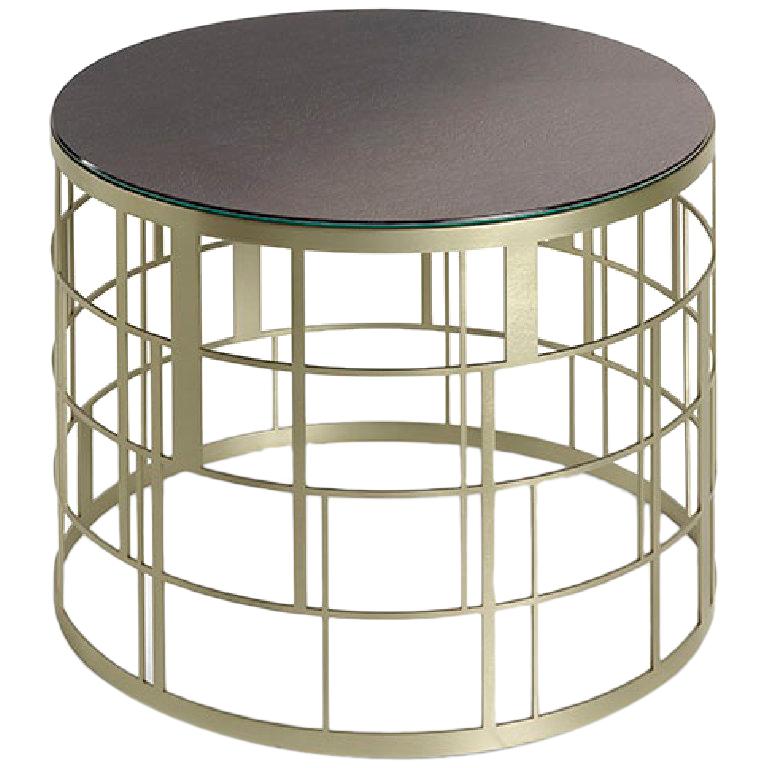 Said Table in Stainless Steel with Liquid Metal Champagne or Bronze Finish