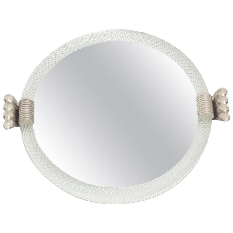 Modernist Vintage Colorless Glass Mirror Tray by Barovier and Toso