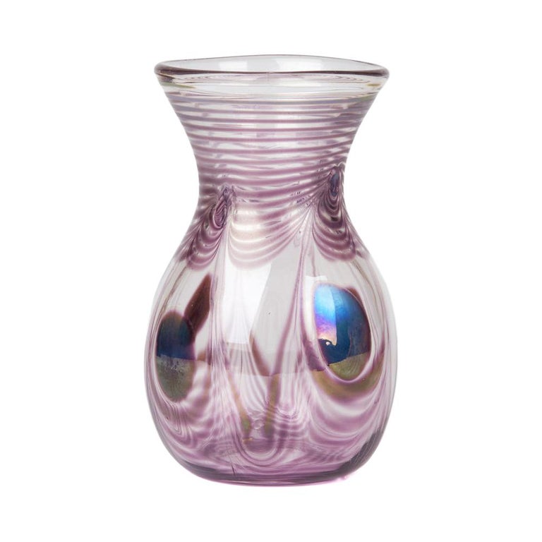 Vintage Erwin Eisch Peacock Feather Art Glass Vase, 1987 For Sale
