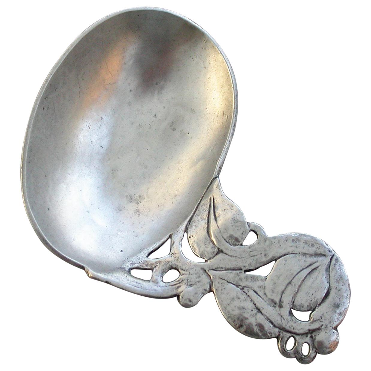 Early 20th Century Arts & Crafts Hammered Silver Caddy Spoon, 1927 For Sale
