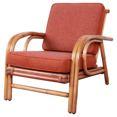 Chaise longue en rotin de style moderne du milieu du siècle Hollywood Regency