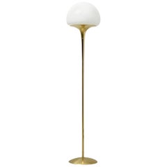 Floor Lamp with Frosted Glass and Brass Stand, Reggiani Italy Attributed, 1960s