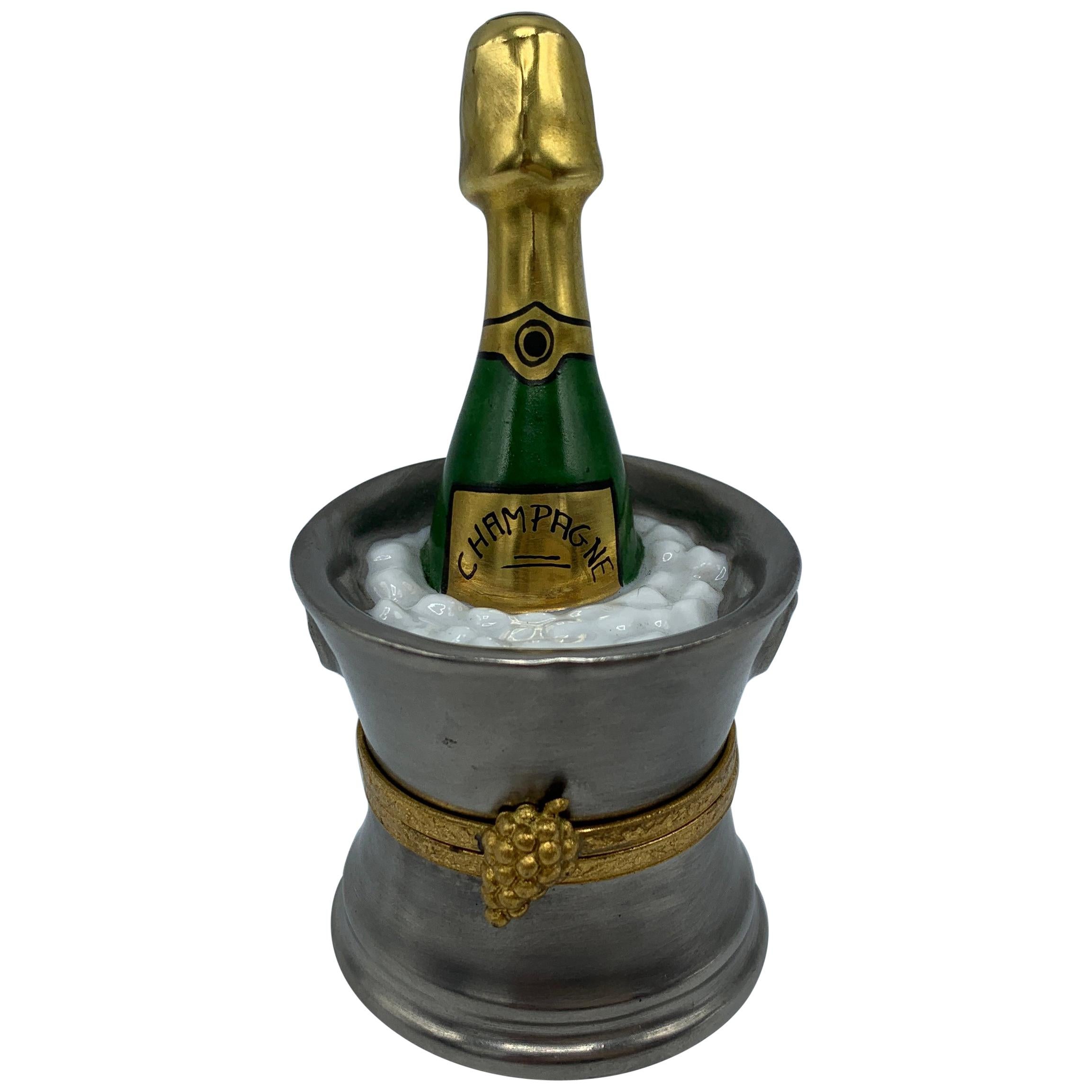 French Limoges Champagne Bottle and Bucket Box at 1stDibs