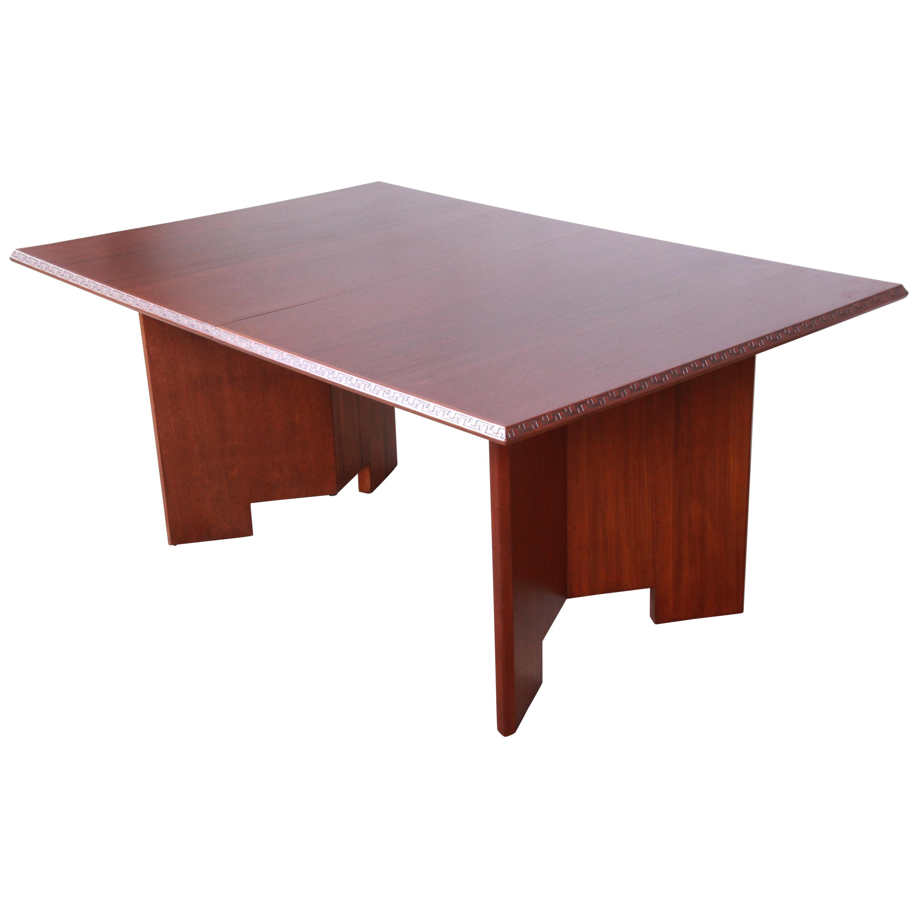 Frank Lloyd Wright Taliesin Mahogany Extension Dining Table, Newly Restored