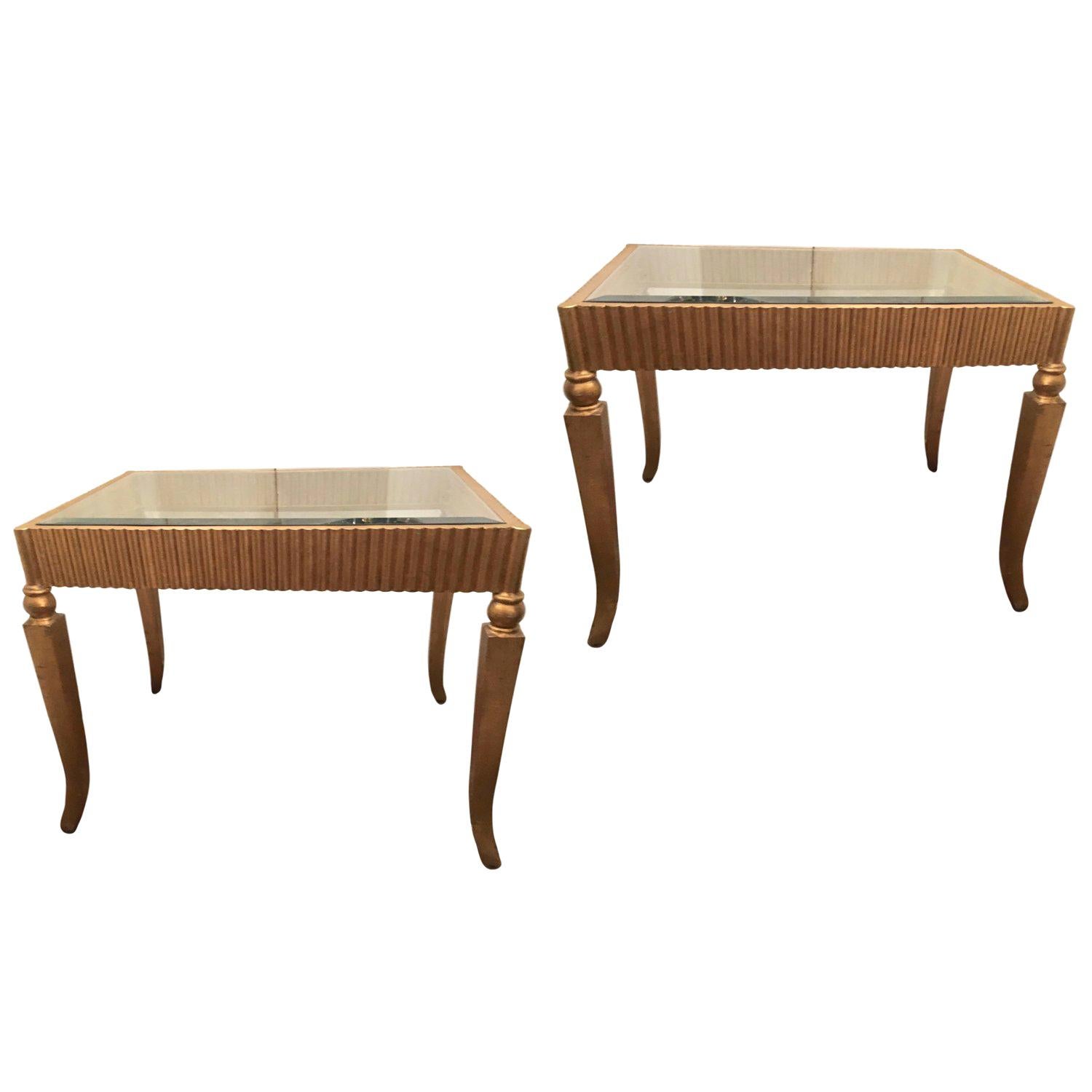 Pair of Gilt Side Tables For Sale