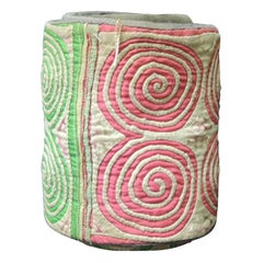 Vintage Green and Pink Asian Quilted Colorful Decorative Trims
