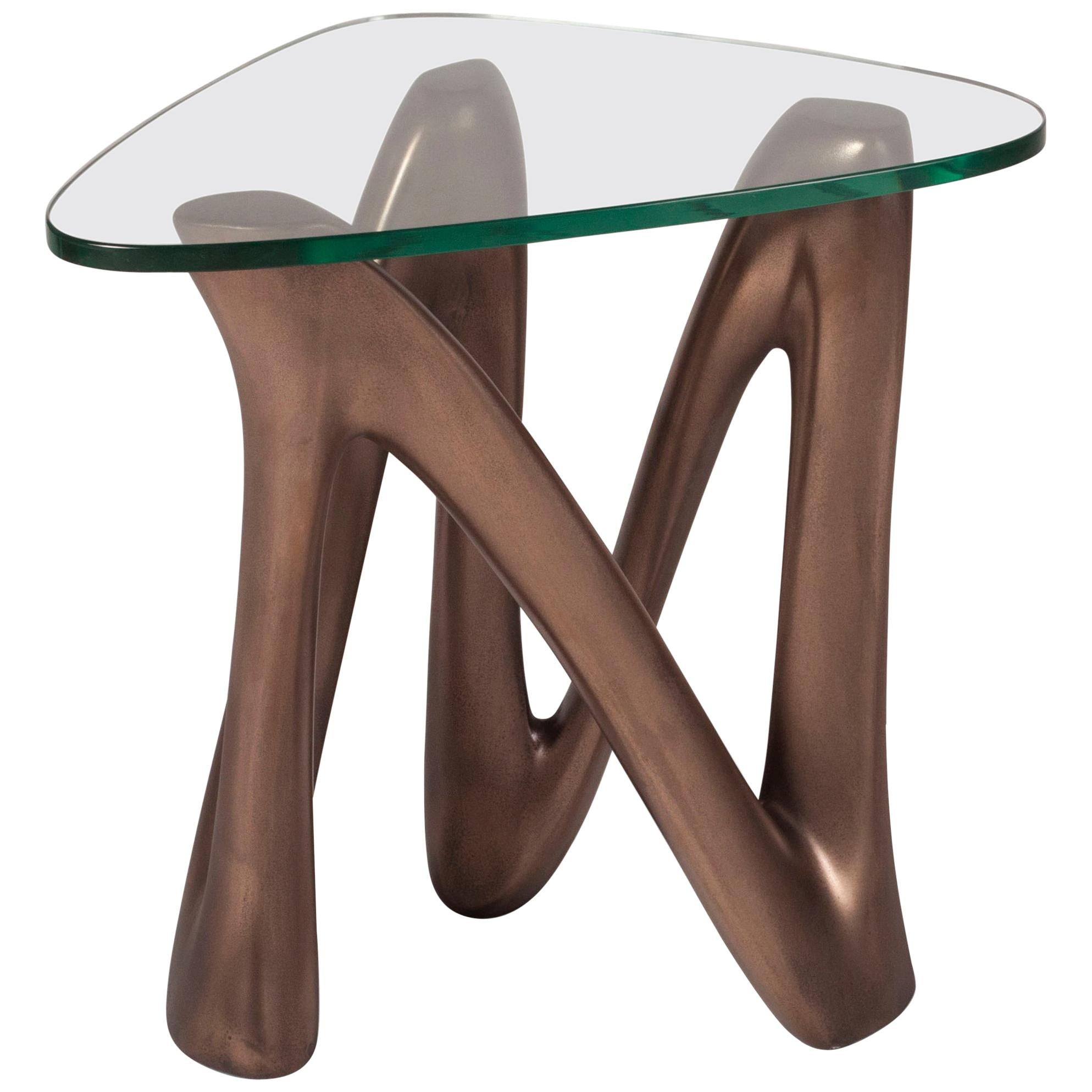 Amorph Ronia Side Table with Glass, Dark Bronze