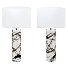 Pair of Murano Mercury and Smoked Glass Lamps