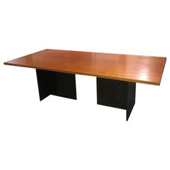 Contemporary Blackened Stainless Steel and Birch Dining Table by Scott Gordon