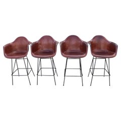 Retro Four Leather Barstools by Sol &Luna for Los Angeles Restaurant
