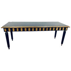 Ebonized and Parcel Gilt Hollywood Regency Jansen Style Wood Top Coffee Table