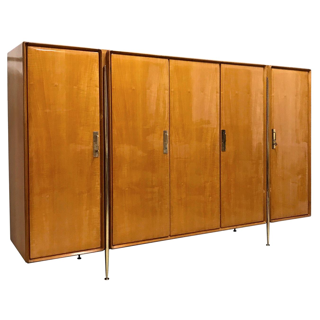 Italian Midcentury Maple Wardrobe by Silvio Cavatorta, 1950s