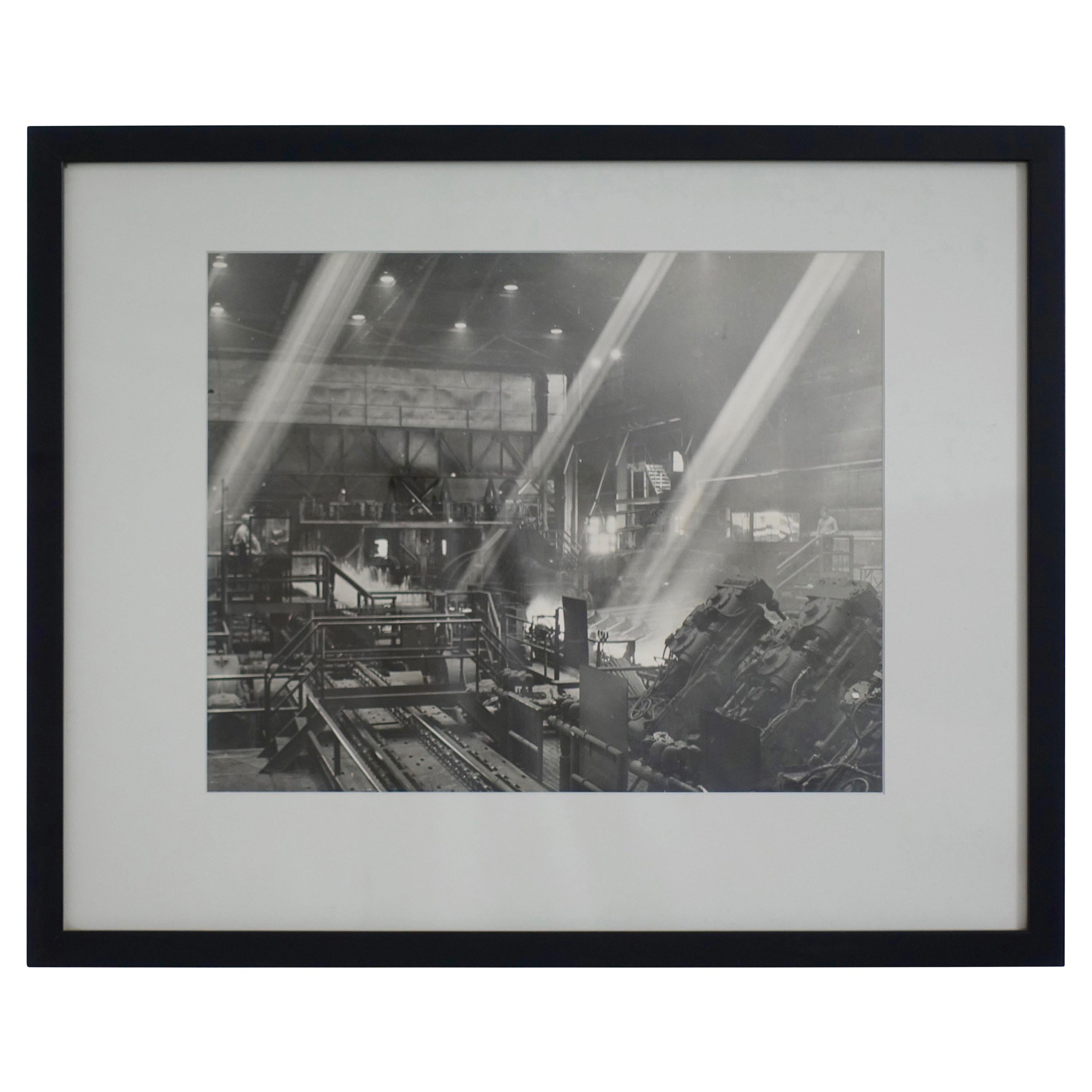 Black and White Industrial Factory Scene Photograph, American, 20th Century For Sale