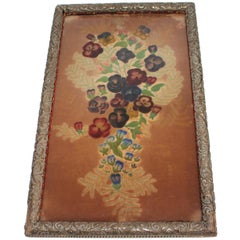 19th Century Therom Floral Painted on Velvet in Frame