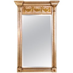 Italian Console Mirror Having Silver Leaf Eglomise Design by LaBarge