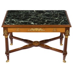 French Empire Style Mahogany Marble-Top Coffee Cocktail Table