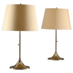 Midcentury Table Lamps in Brass by A. Svensson and Y. Sandström for Bergboms