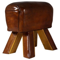1950s Leather Gym Stool / Bench