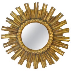 Antique Early 20th Century Spanish Two-Tiered Sunburst Mirror