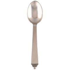Georg Jensen Pyramid Large Tea Spoon / Dessert Spoon in Sterling Silver, 13 Pcs