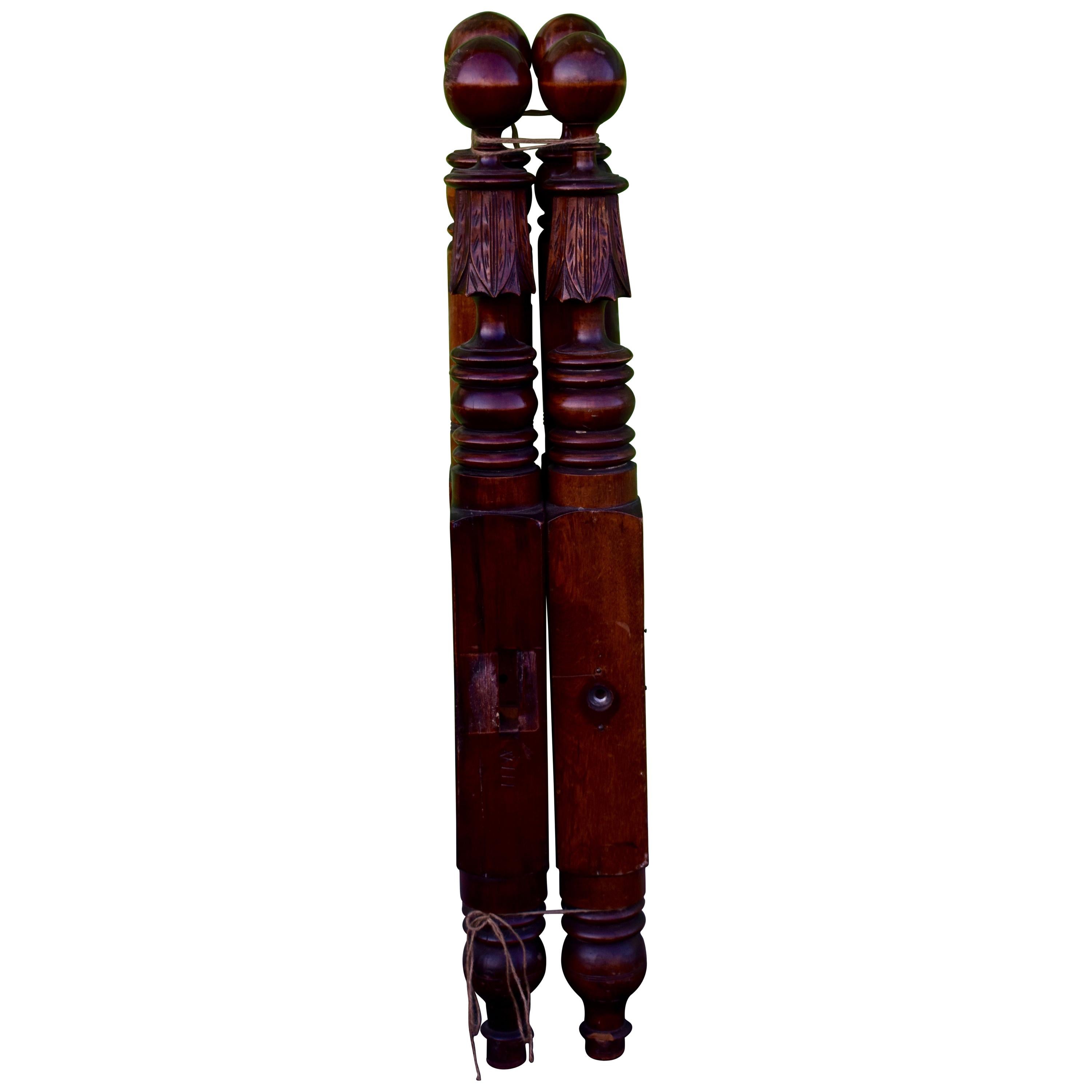 Cannonball and Feather Carved Low Post Bed, circa 1840, New Hampshire For Sale