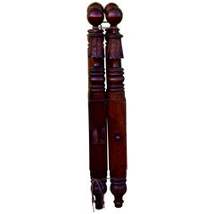 Used Cannonball and Feather Carved Low Post Bed, circa 1840, New Hampshire