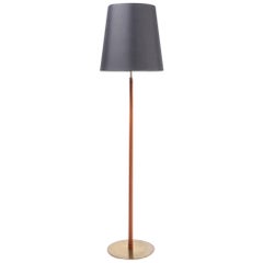 Midcentury Scandinavian Floor Lamp in Teak and Brass