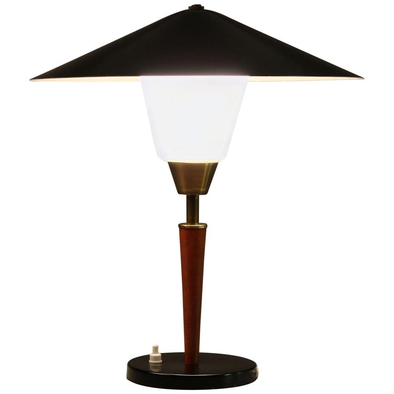 Danish Modern Teak, Brass and Opaline Scandinavian Modern Teak, Brass, and