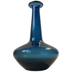 Danish Modern Blue 'Capri' Glass Vase by Jacob E. Bang, Holmegaard, 1960s