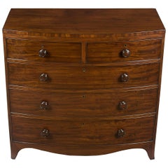 English Victorian Period Mahogany Bow Front Chest of Drawers Dresser