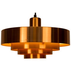 Danish Copper Pendant Lamp 'Roulet' by Jo Hammerborg for Fog & Mørup, 1960s