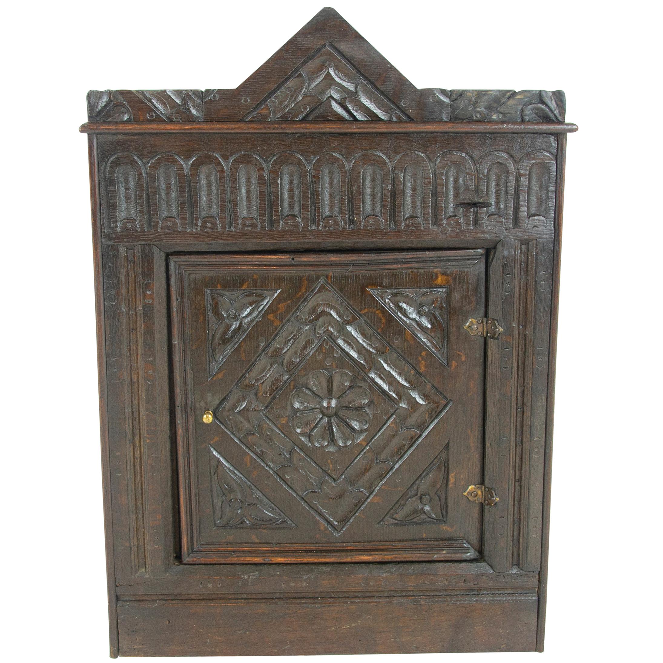 Antique Corner Cabinet, Hanging Wall Cabinet, Victorian Entryway Furniture
