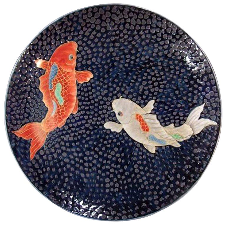 Japanese Contemporary Black Red Cream Porcelain Charger By Master Artist 2 For Sale At 1stdibs