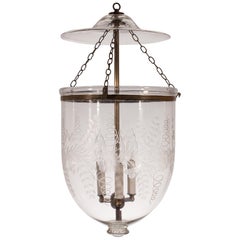 Antique Bell Jar Lantern with Floral Etching