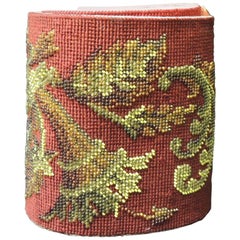 Vintage Victorian Red and Gold Glass Beaded Needlework Tapestry Sash